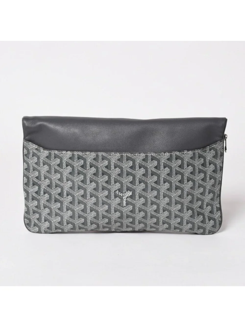 Goyard Folding Clutch Saint Marie MM Herringbone Pattern Gray